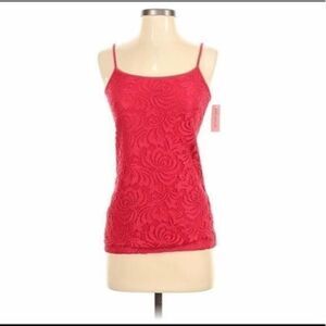 ANN Taylor Women floral crochet layered camisole S red NWT